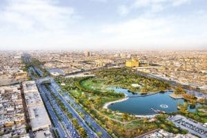 Aerial view of the Green Riyadh megaproject in Saudi Arabia